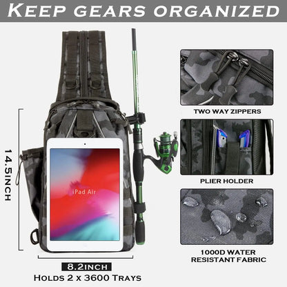 Fishing Sling Backpack with Rod Holder