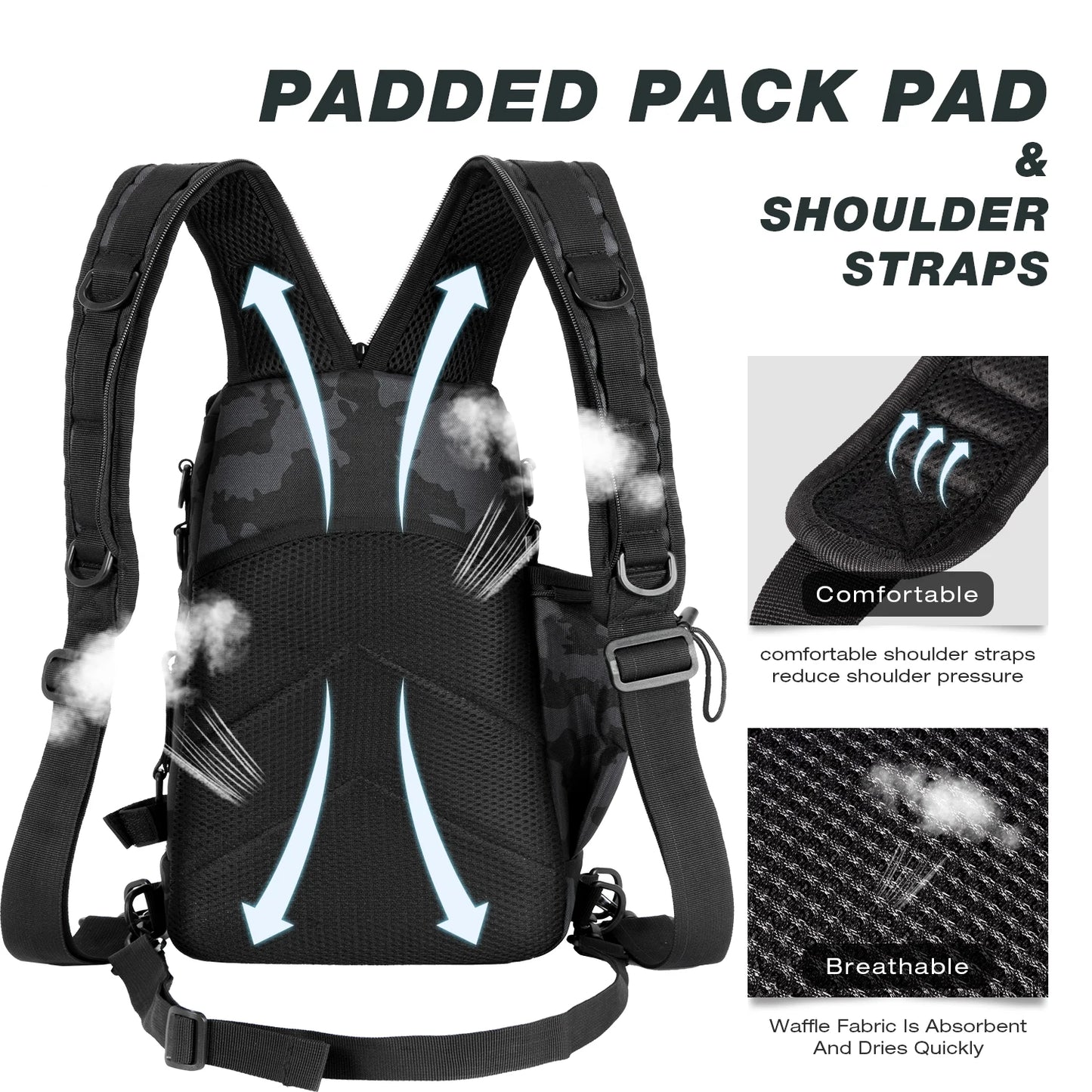 Fishing Sling Backpack with Rod Holder