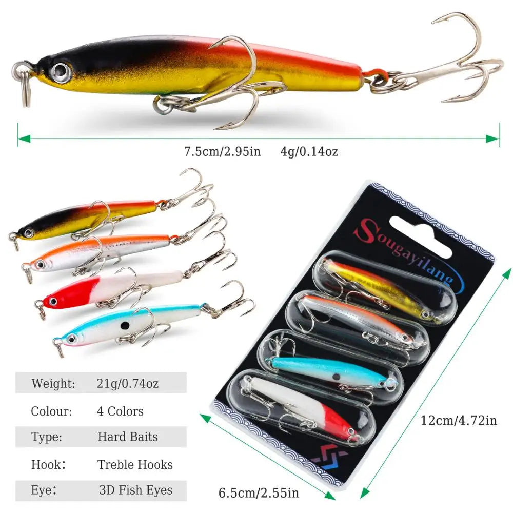 Sougayilang 4pc Bass Fishing Wobbler Set