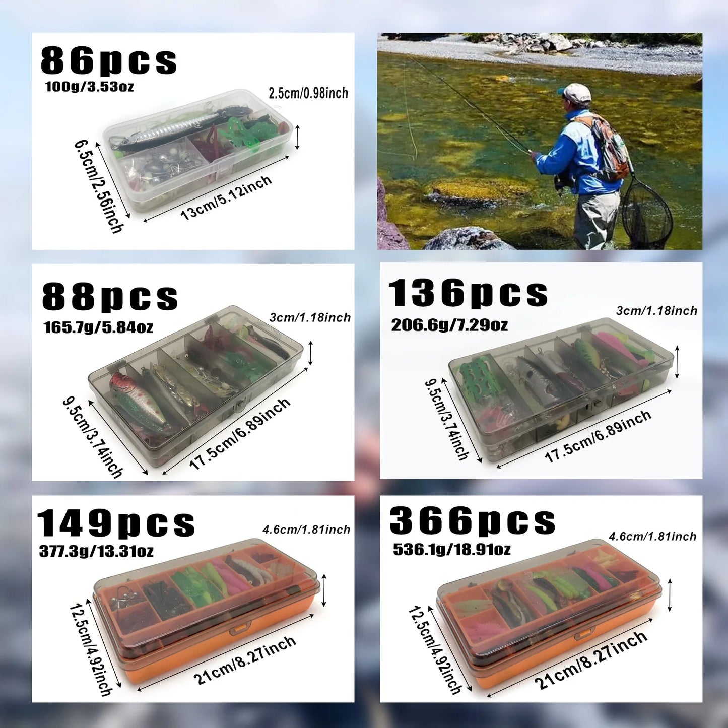 Multi-Lure Fishing Kit For Bass, Trout & Pike