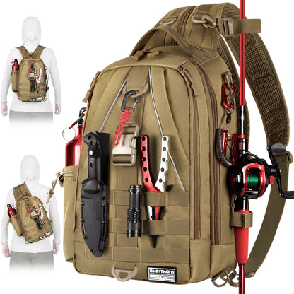 Fishing Sling Backpack with Rod Holder