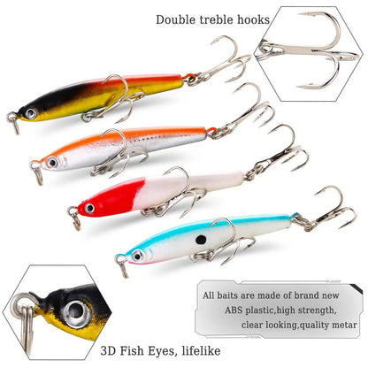 Sougayilang 4pc Bass Fishing Wobbler Set