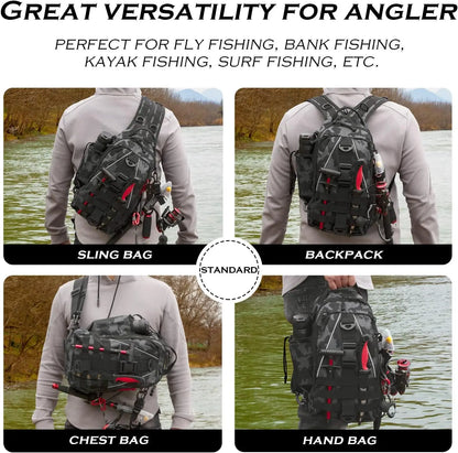 Fishing Sling Backpack with Rod Holder