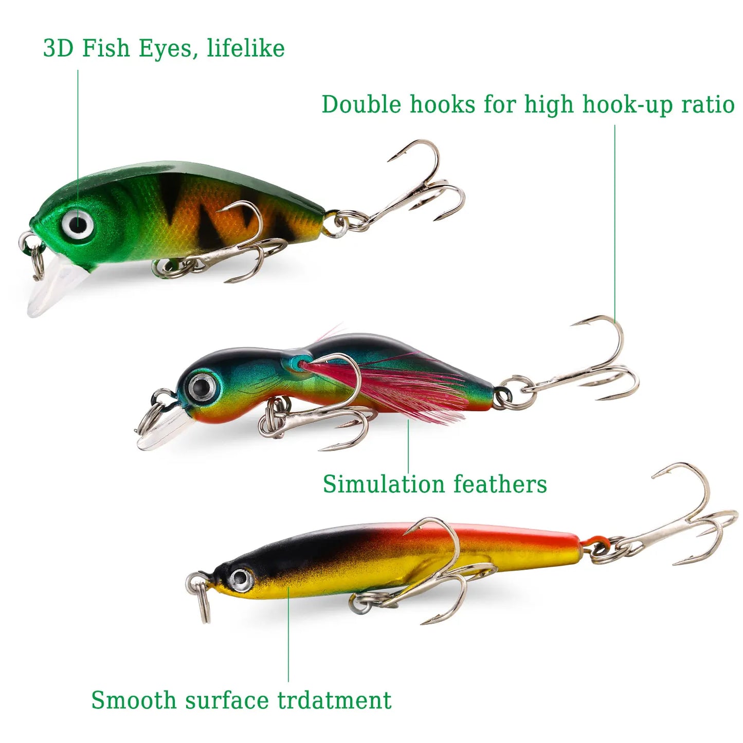 Sougayilang 4pc Bass Fishing Wobbler Set