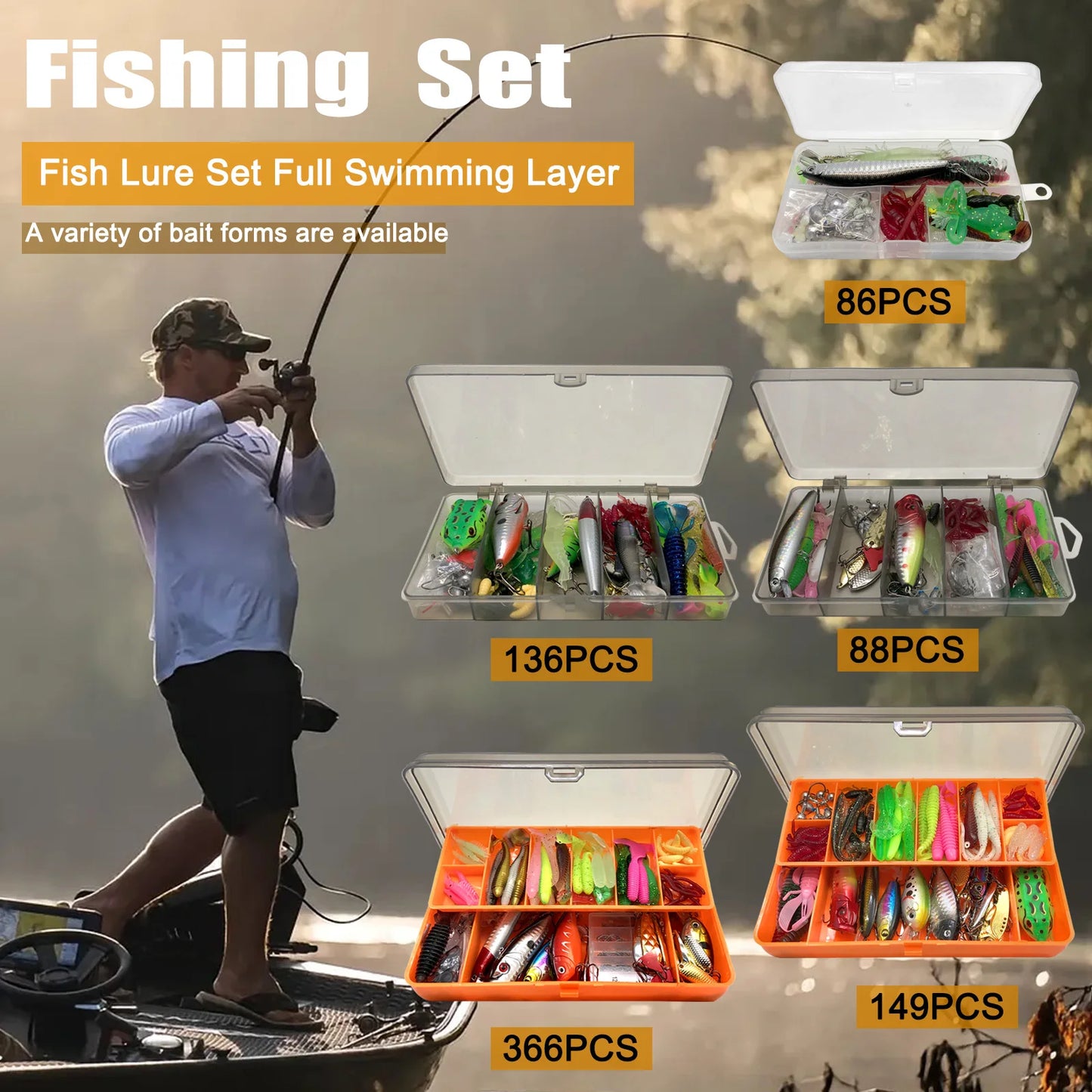 Multi-Lure Fishing Kit For Bass, Trout & Pike