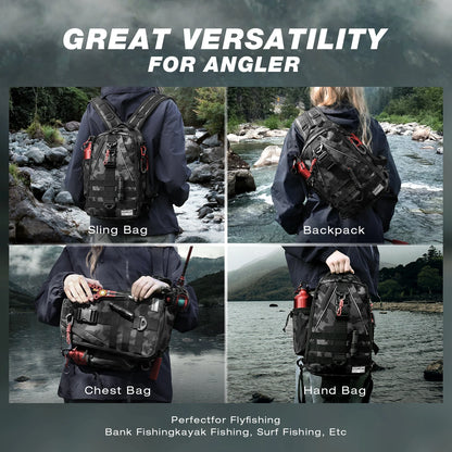Fishing Sling Backpack with Rod Holder