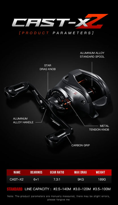 SEASIR Cast X2 Baitcasting Reel – 7.3:1 Carbon Fiber Reel