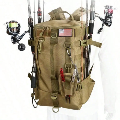 Large Capacity Fishing Backpack with Rod Holders