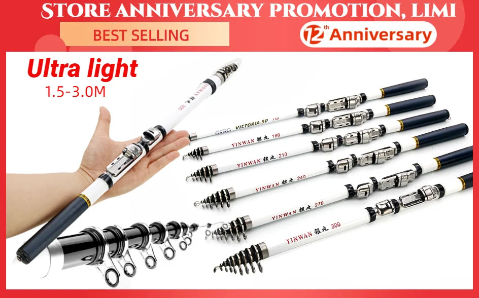 Carbon Fiber Telescopic Travel Fishing Rod