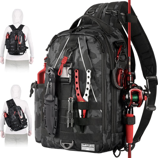 Fishing Sling Backpack with Rod Holder