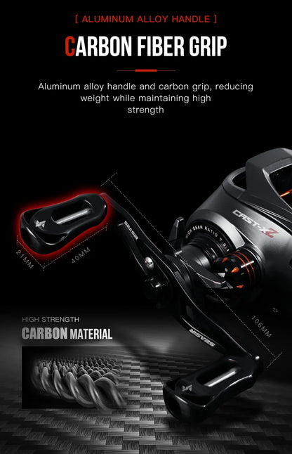 SEASIR Cast X2 Baitcasting Reel – 7.3:1 Carbon Fiber Reel
