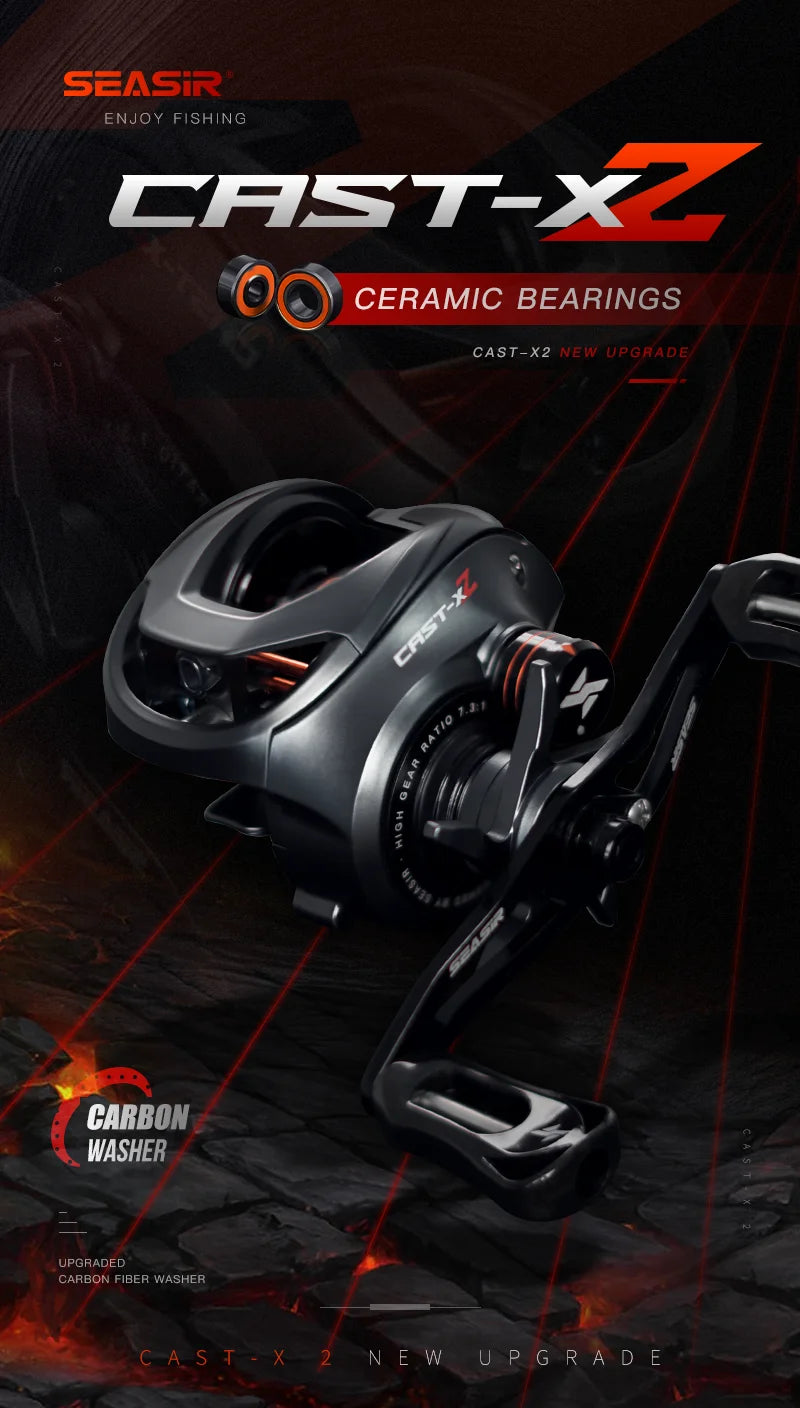 SEASIR Cast X2 Baitcasting Reel – 7.3:1 Carbon Fiber Reel